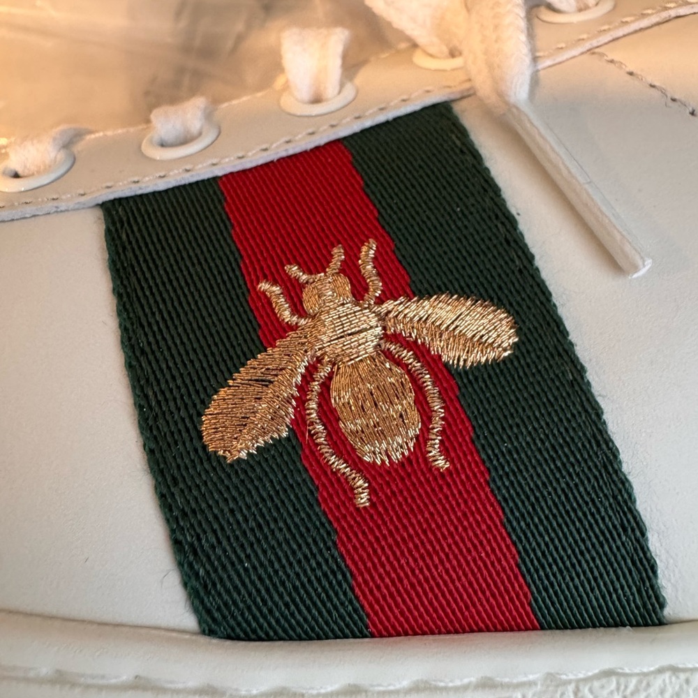 Brand New in Box Women’s Gucci Ace Embroidered Bee Sneakers Bianco Size 39 - Picture 14 of 16